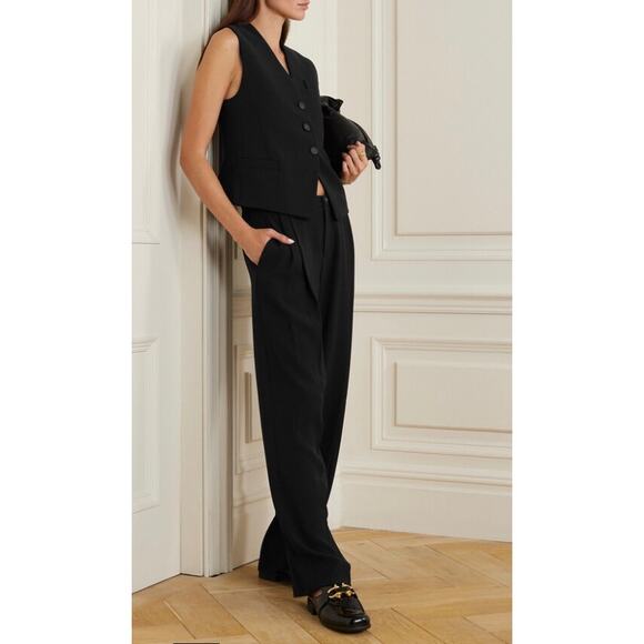 Vince Black Cutaway Crepe Vest in Black - Picture 2 of 15